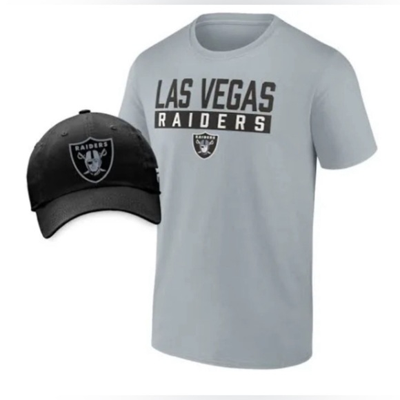 Fanatics Other - NEW - Las Vegas Raiders Fanatics Tee & Adjustable Hat Combo Pack - Gray/Black